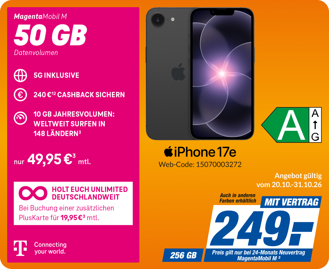 Apple iPhone 17e mit Magenta Mobil M für 249€!