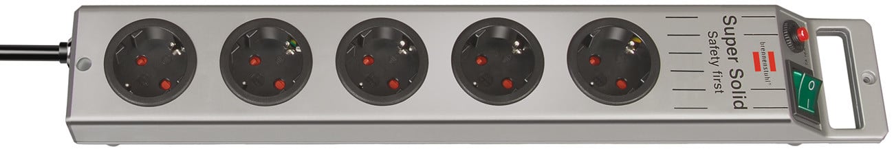 Super-Solid-Line Steckdosenleiste 5-fach silber 2,5m H05VV-F 3G1,5