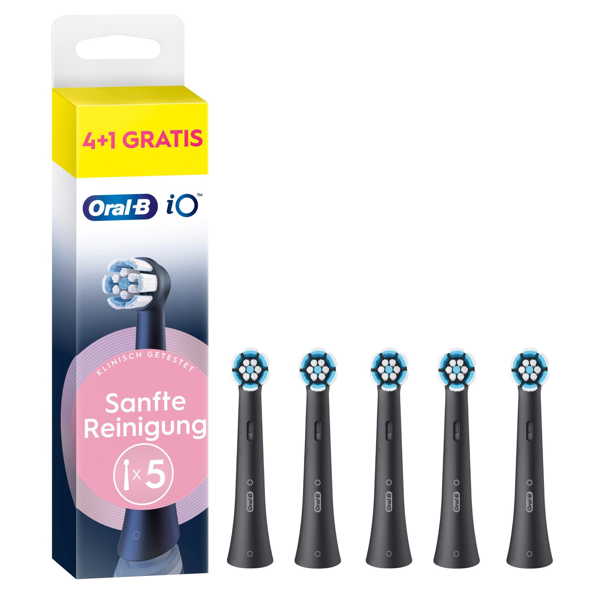 iO Sanfte Reinigung 4+1 Gratis, Schwarz Aufsteckbürsten