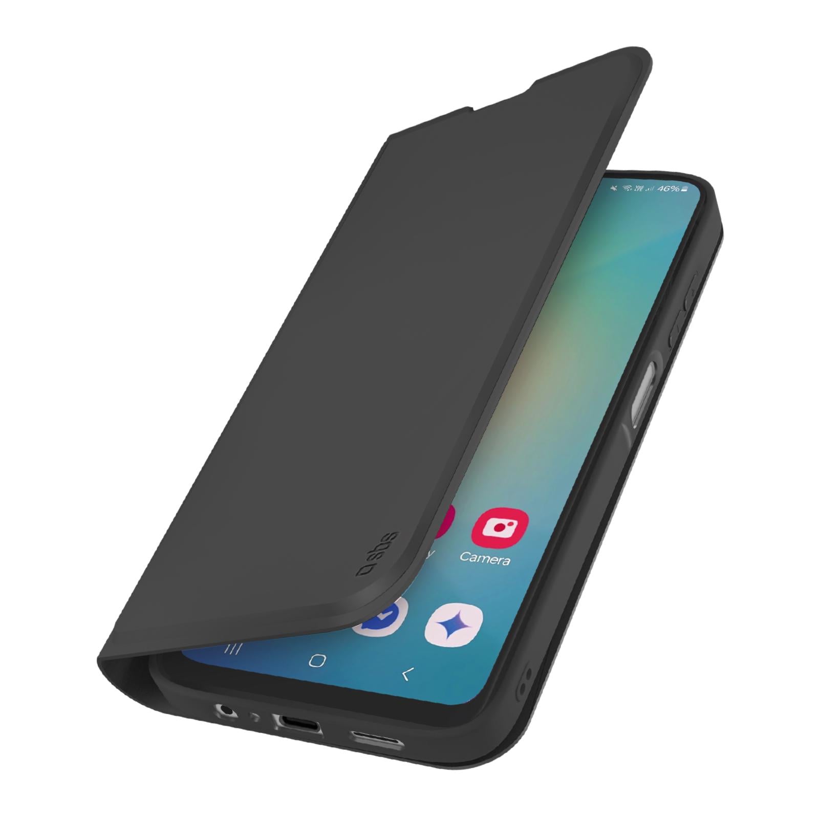 Klapphülle mit Ständer und Soft-Touch-Oberfläche für das Samsung A07, Schwarz