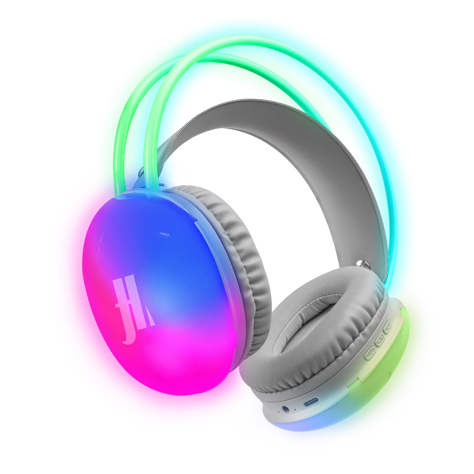 Kabellose Kopfhörer mit integrierten LEDs, Weiß Over-Ear Kopfhörer