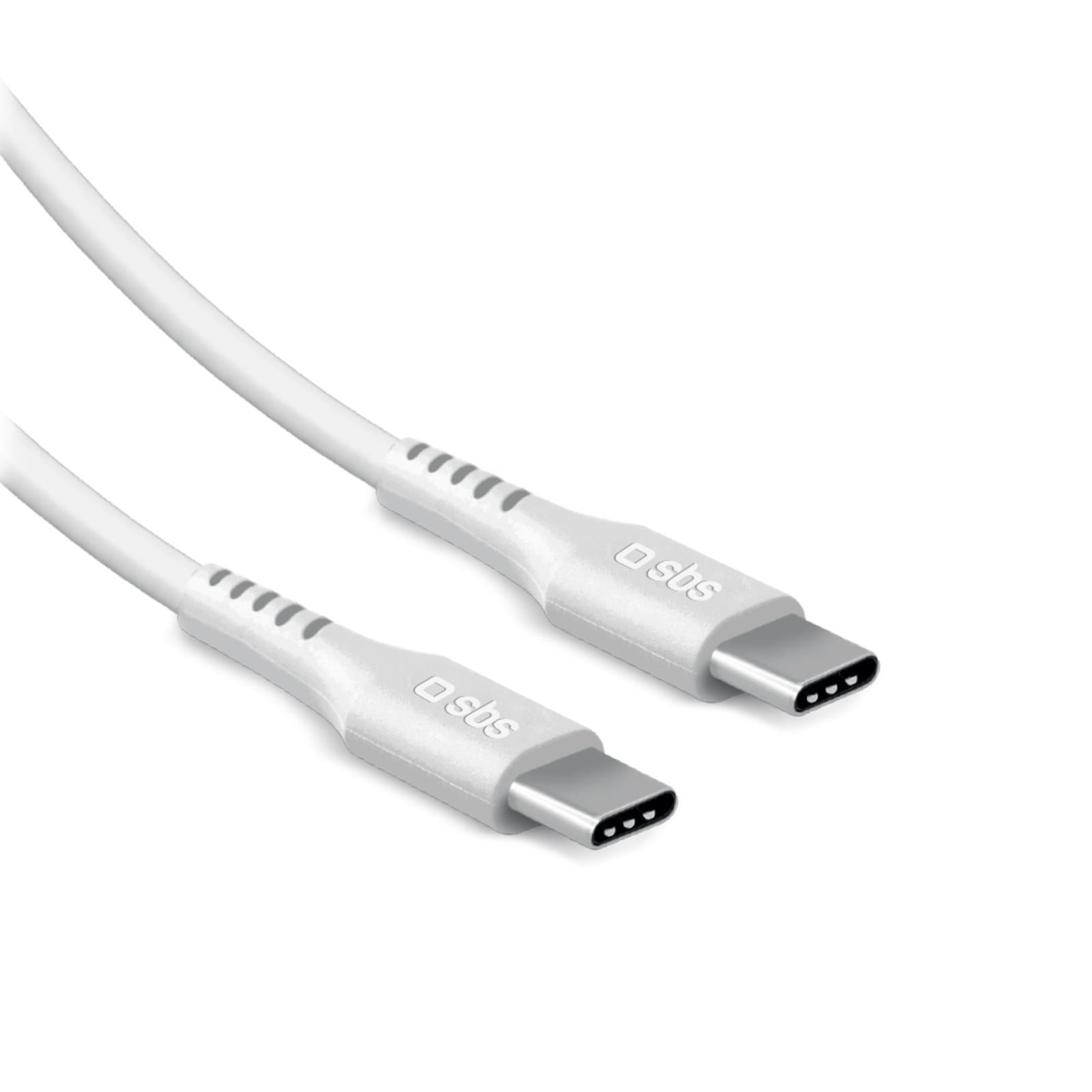 USB-C 2.0 Kabel 60W, 2 Meter, zum Laden und zur Datenübertragung, Weiß