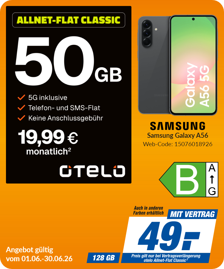 Galaxy A56 mit Allnet-Flat Classic für 49€!