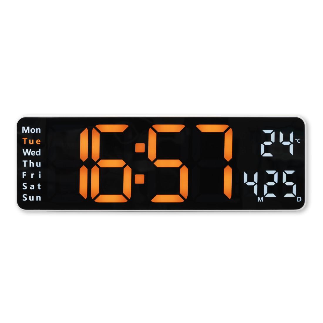 Wanduhr Digital "Santa Cruz", Thermometer, großes Display, Fernbedien., WS (00222224)