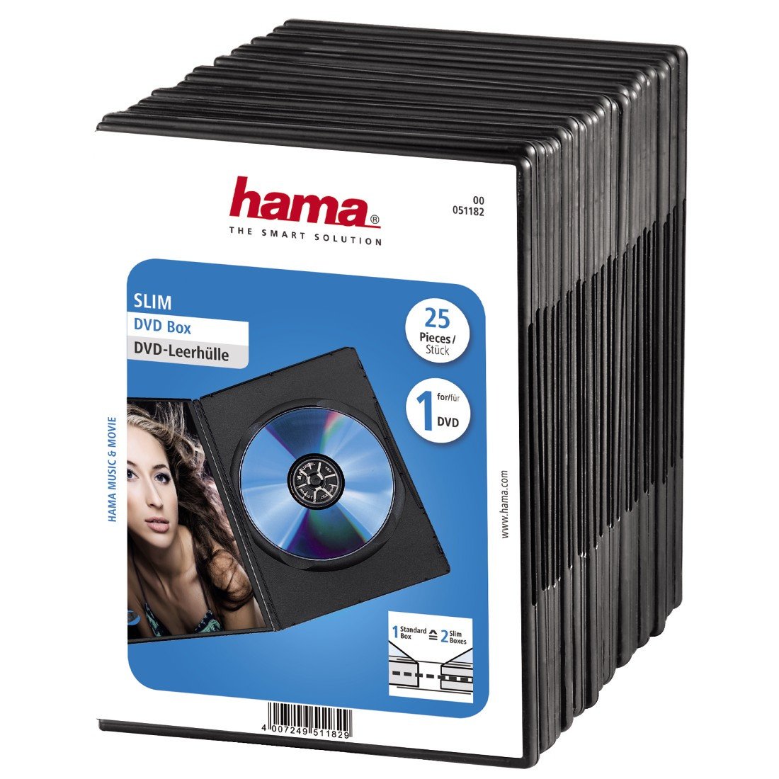 DVD-Leerhülle Slim, 25er-Pack, Schwarz (00051182)