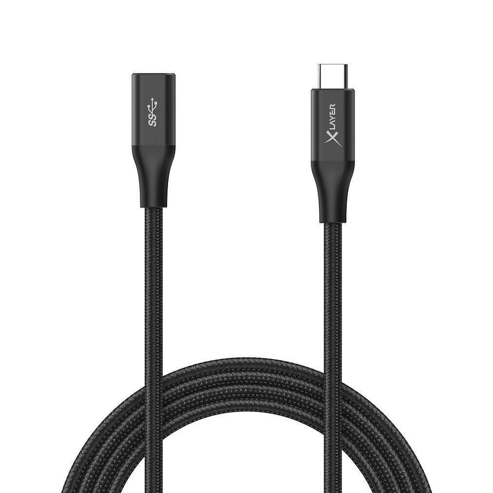 USB C-Verlängerungskabel für Audio-, Video- & Datenübertragung, 1,5 m , Schwarz