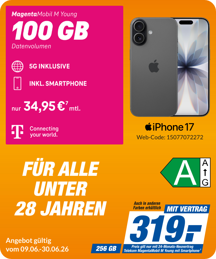 iPhone 17 mit Magenta Mobil M Young für 319€!