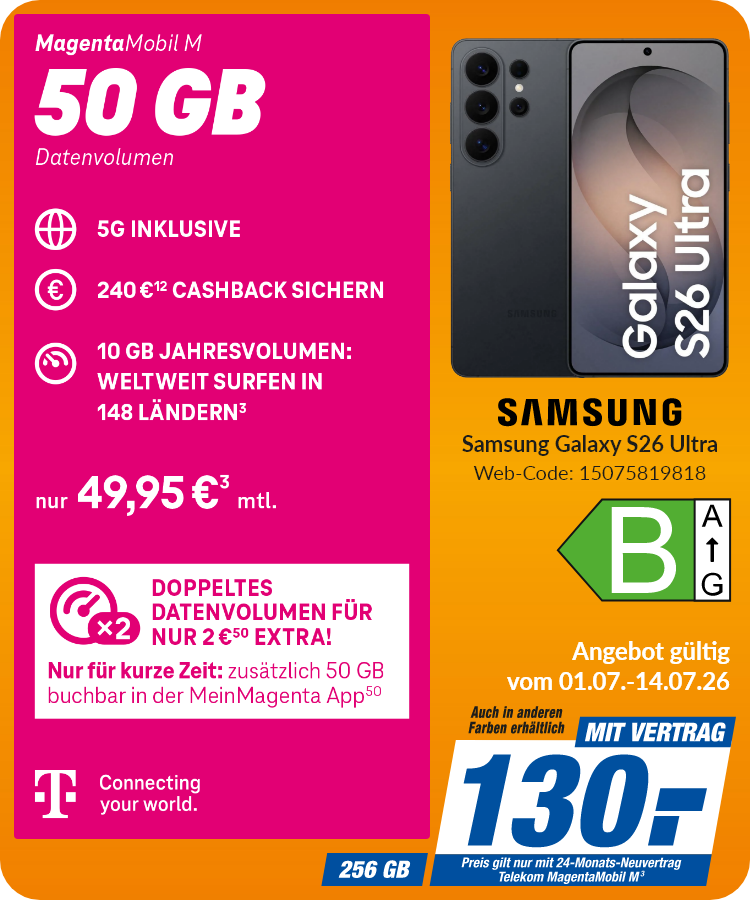 Samsung S26 Ultra mit Magenta Mobil M für 130€!