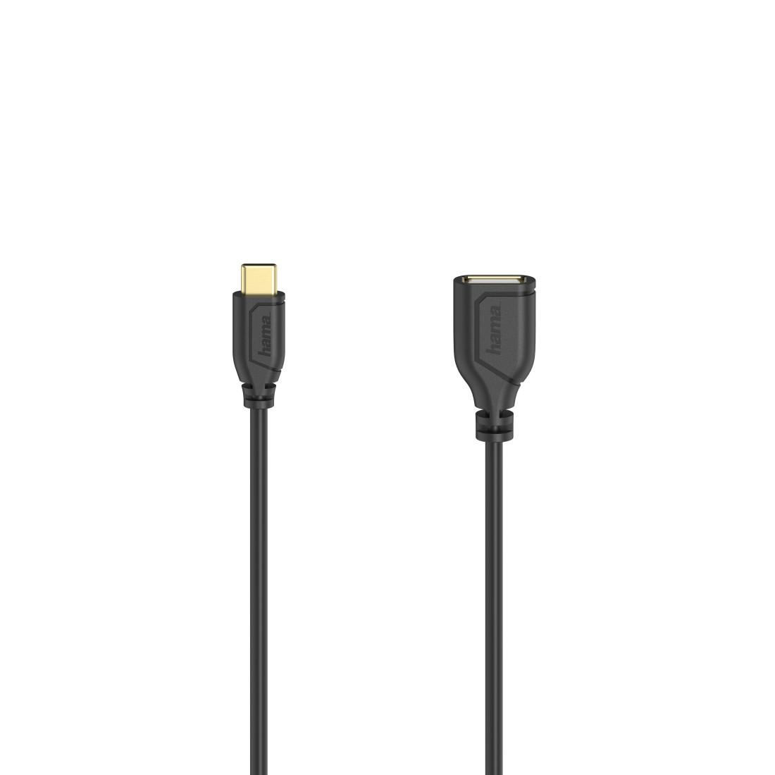 USB-C-OTG-Kabel "Flexi-Slim", USB 2.0, 480 Mbit/s, Schwarz, 0,15 m (00200638)