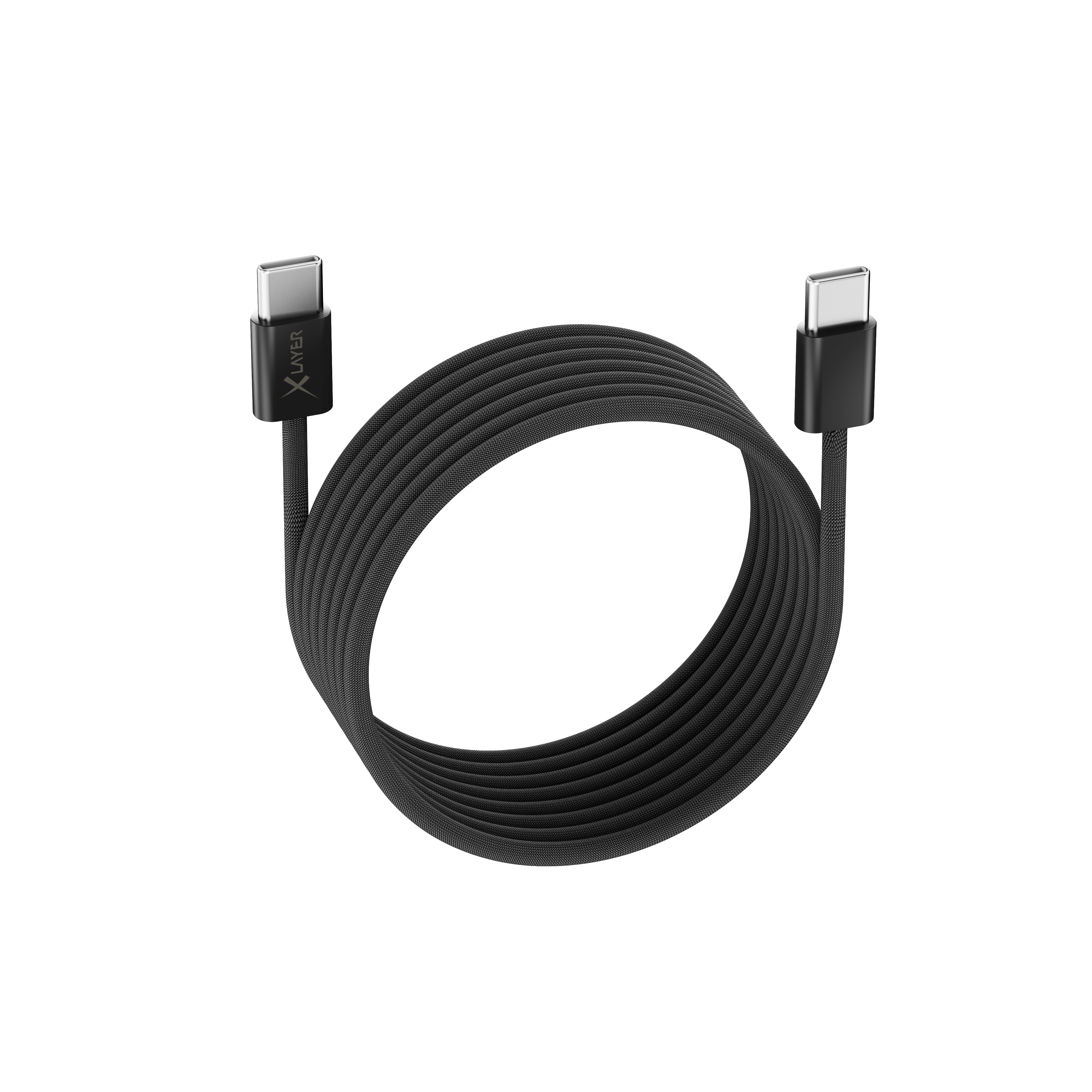 feingewebtes magnetisches USB Typ C zu Typ C Ladekabel, 1,5m, schwarz