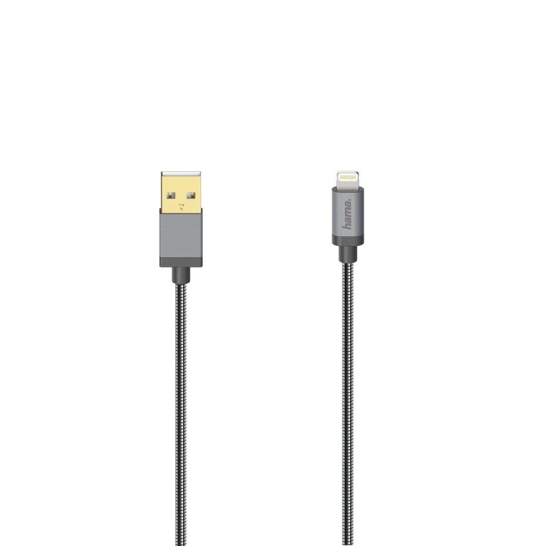 USB-Kabel für iPhone/iPad mit Lightning Connector, USB 2.0, Metall, 0,75 m (00200501)