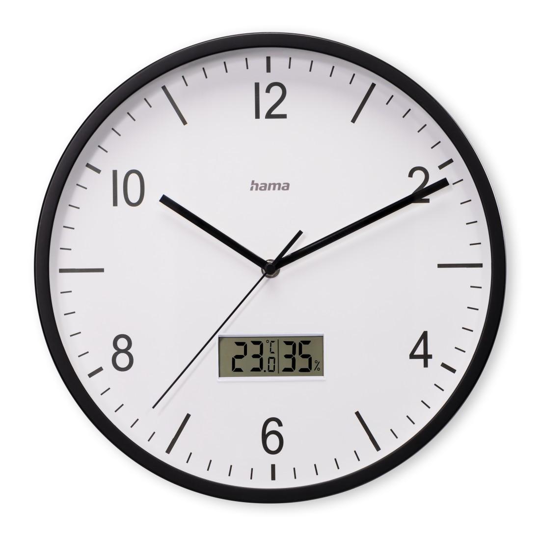 Funkwanduhr "Lanzarote", m. Thermometer/Hygrometer, Ø 35cm, ohne Ticken, SW (00185887)