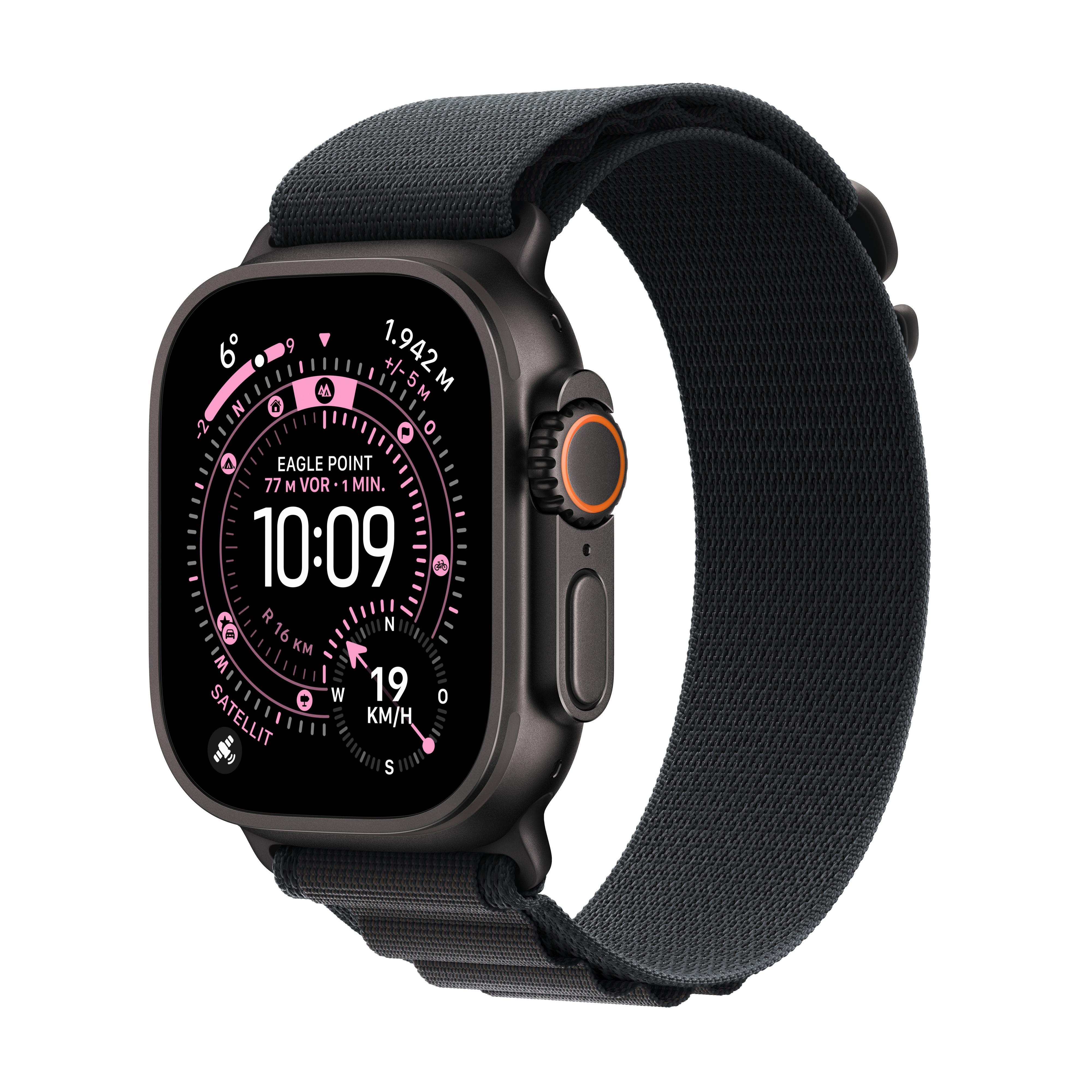 Watch Ultra 3, GPS + Cellular, 49mm, Schwarz Titaniumgehäuse mit schwarz Alpine Loop Armband Medium