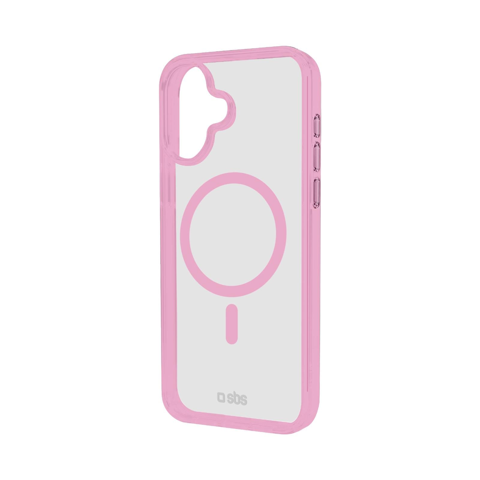 Case für iPhone 16 Plus mit farbigen Rändern, kompatibel mit MagSafe Aufladung, Rosa