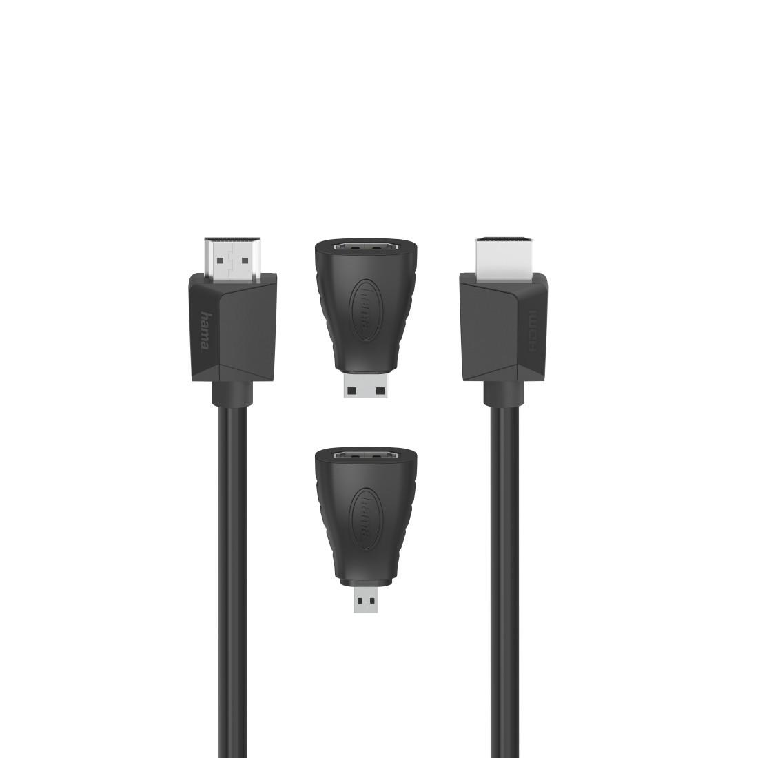 High Speed HDMI™-Kabel, Ultra-HD 4K, Ethernet, 1,50 m + 2 HDMI™-Adapter (00200705)