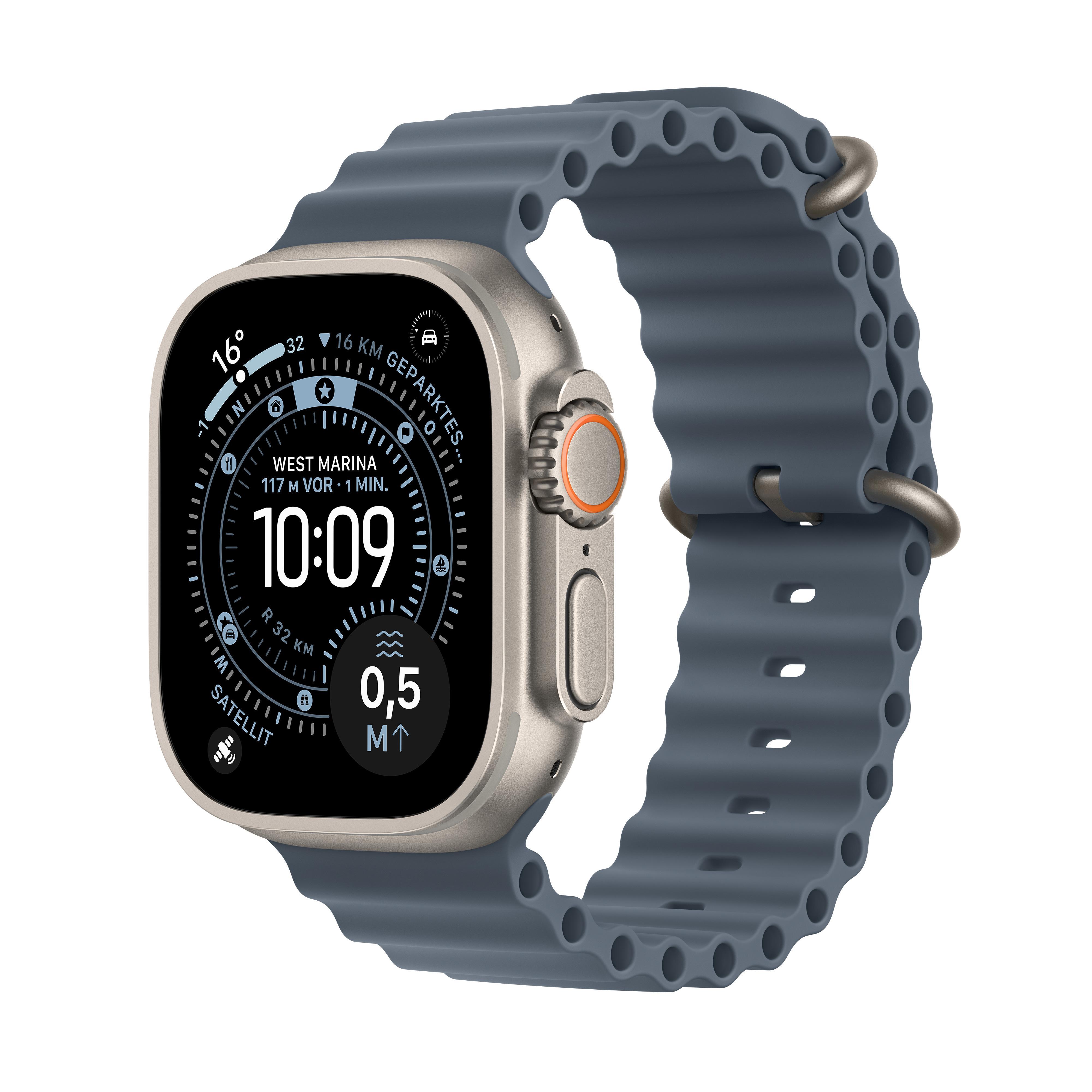 Watch Ultra 3, GPS + Cellular, 49mm, Natur Titaniumgehäuse mit Maritimblauem Ocean Armband