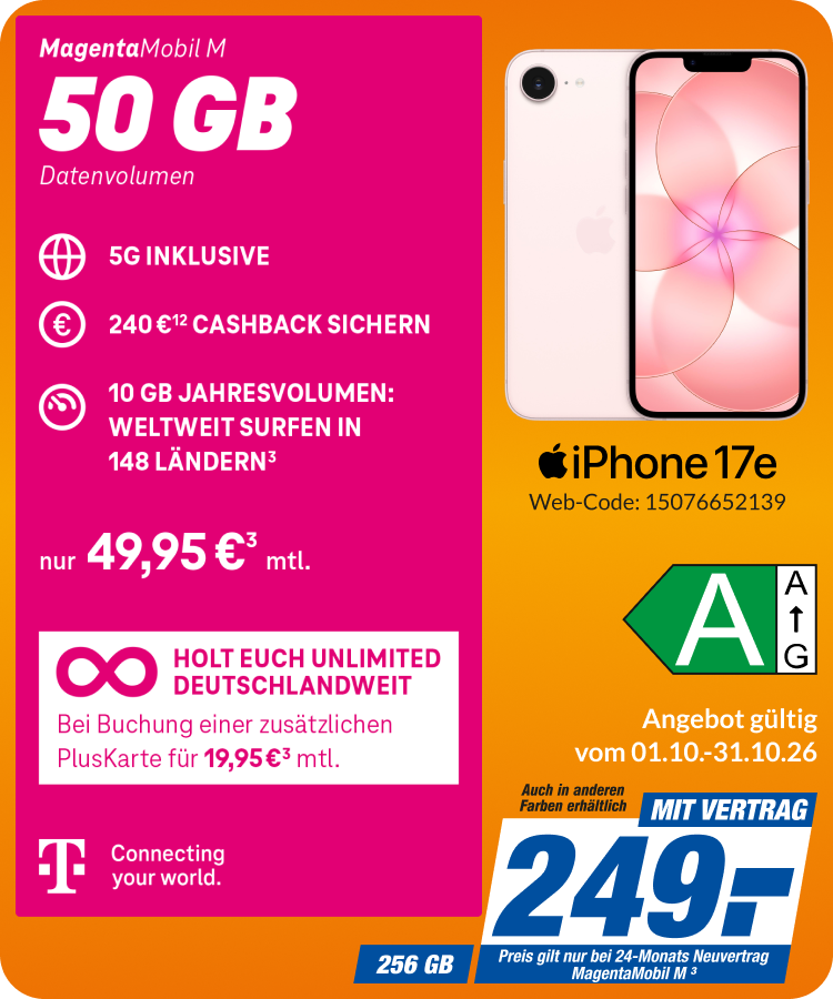 iPhone 17e mit Magenta Mobil M für 249€!