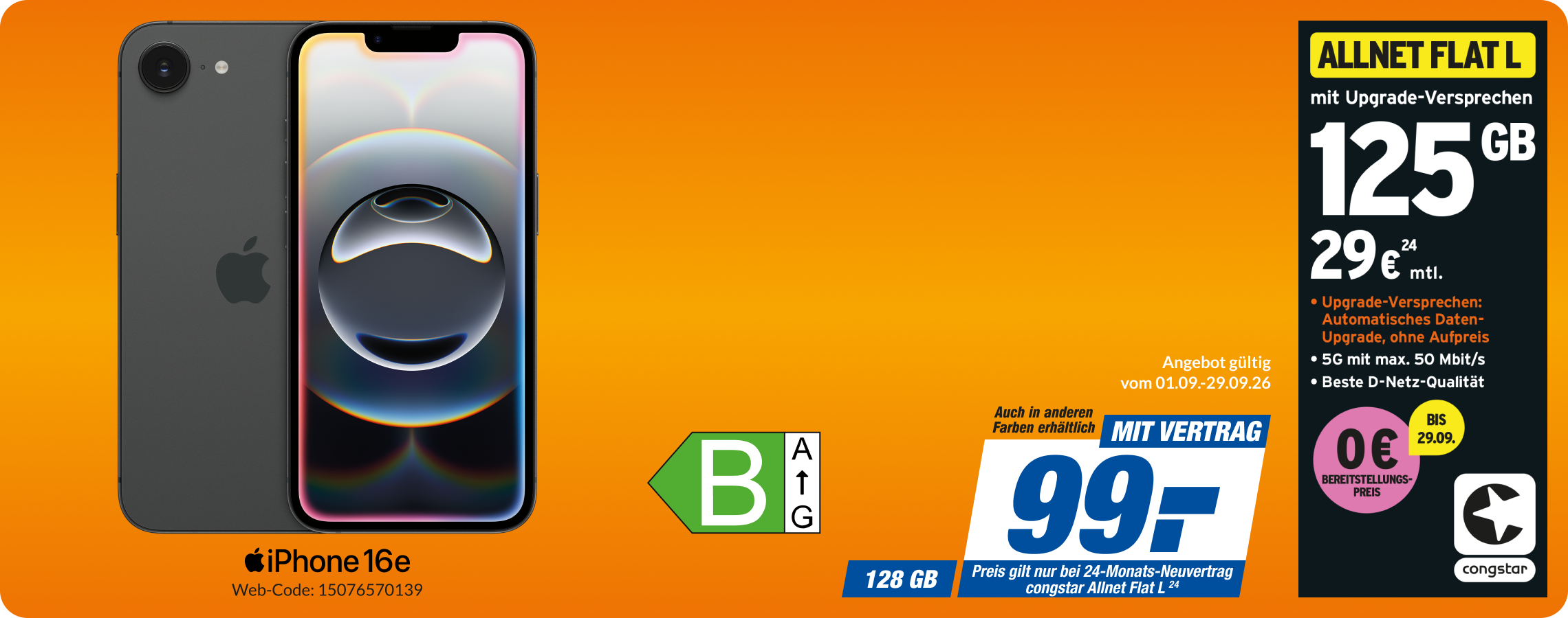iPhone 16e mit Allnet Flat L für 99€!