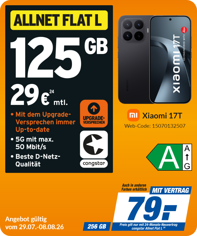 Xiaomi 17T mit Allnet Flat L für 79€!