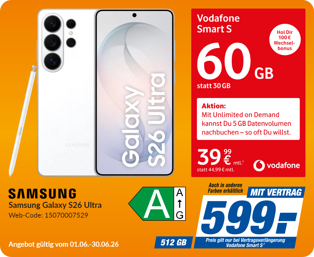Galaxy S26 Ultra mit Smart S für 599€!
