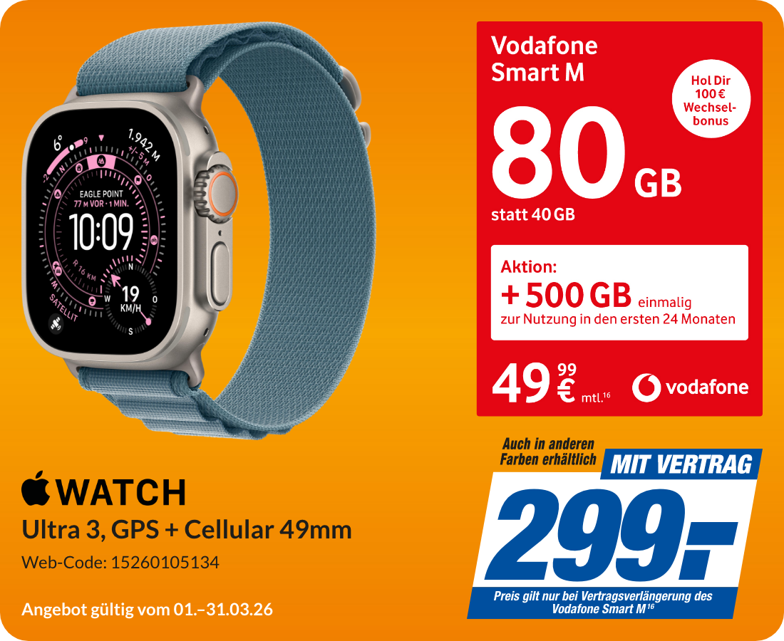 Apple Watch Ultra 3 mit Smart M für 299€!