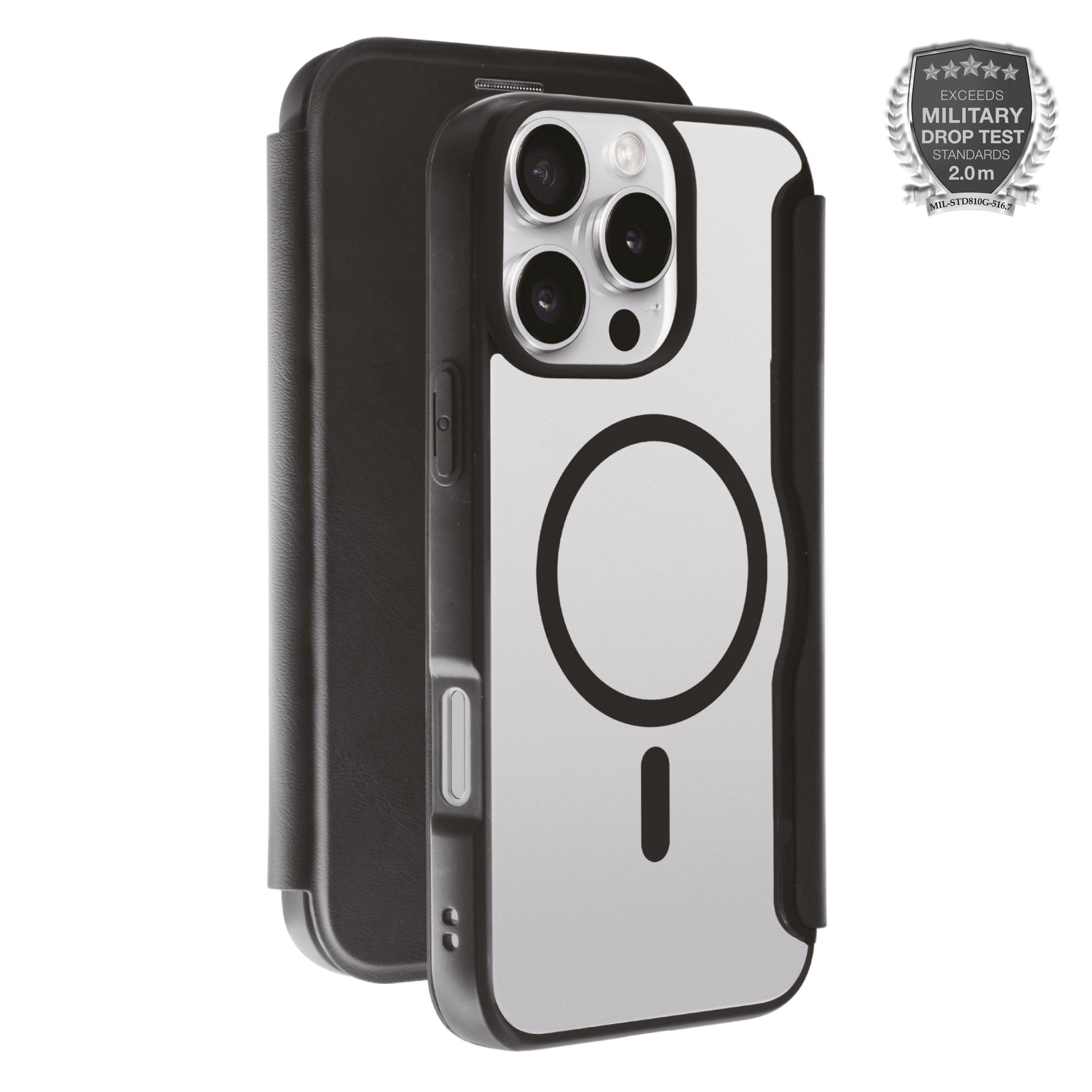 MAG PREMIUM Wallet für iPhone 16 Pro Max, 2.0m Drop-Protection, MagSafe Suport (64241) Handyhülle