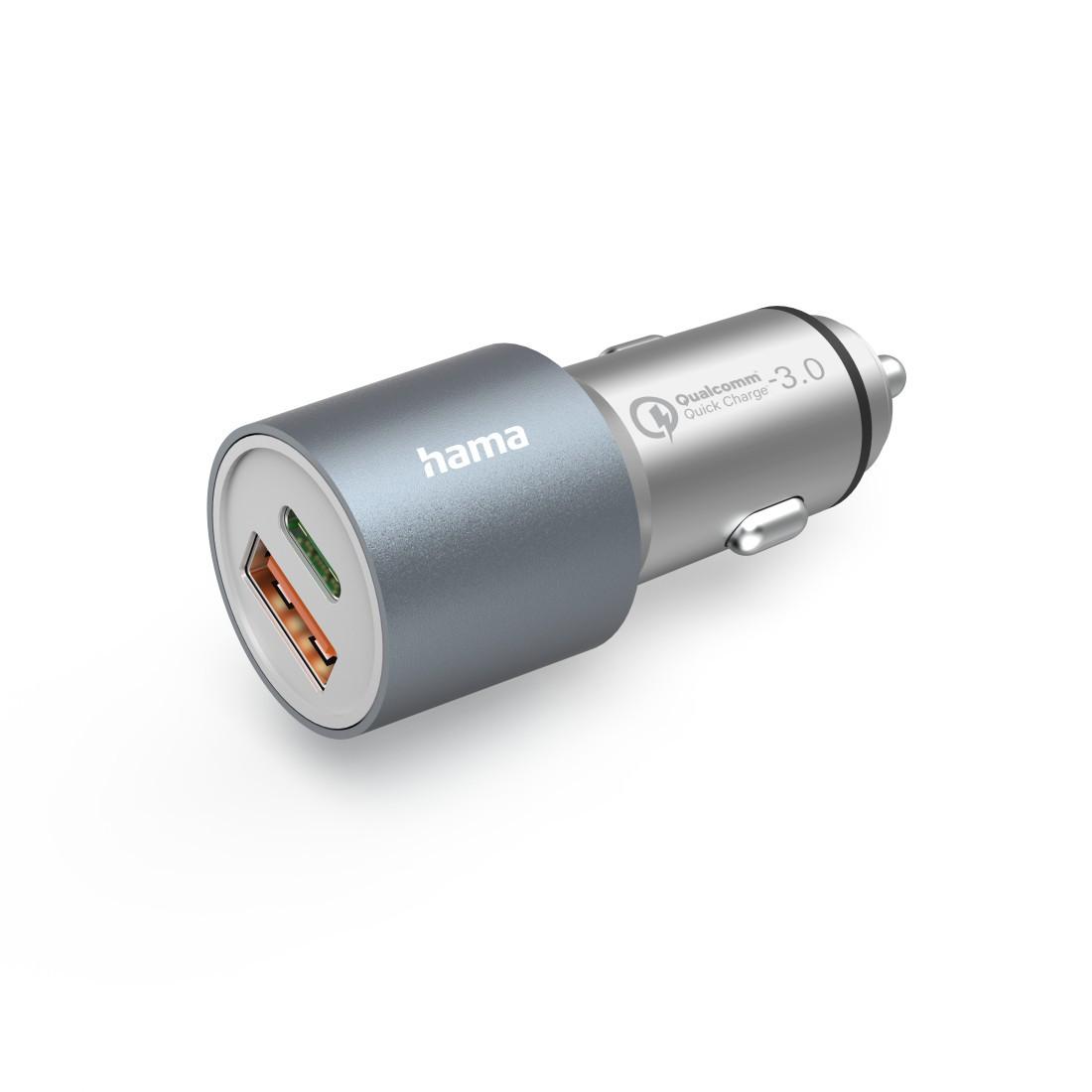 Auto-Schnellladegerät, 1x USB-C PD, 1x USB-A QC, 38 W, Metall (00125127)