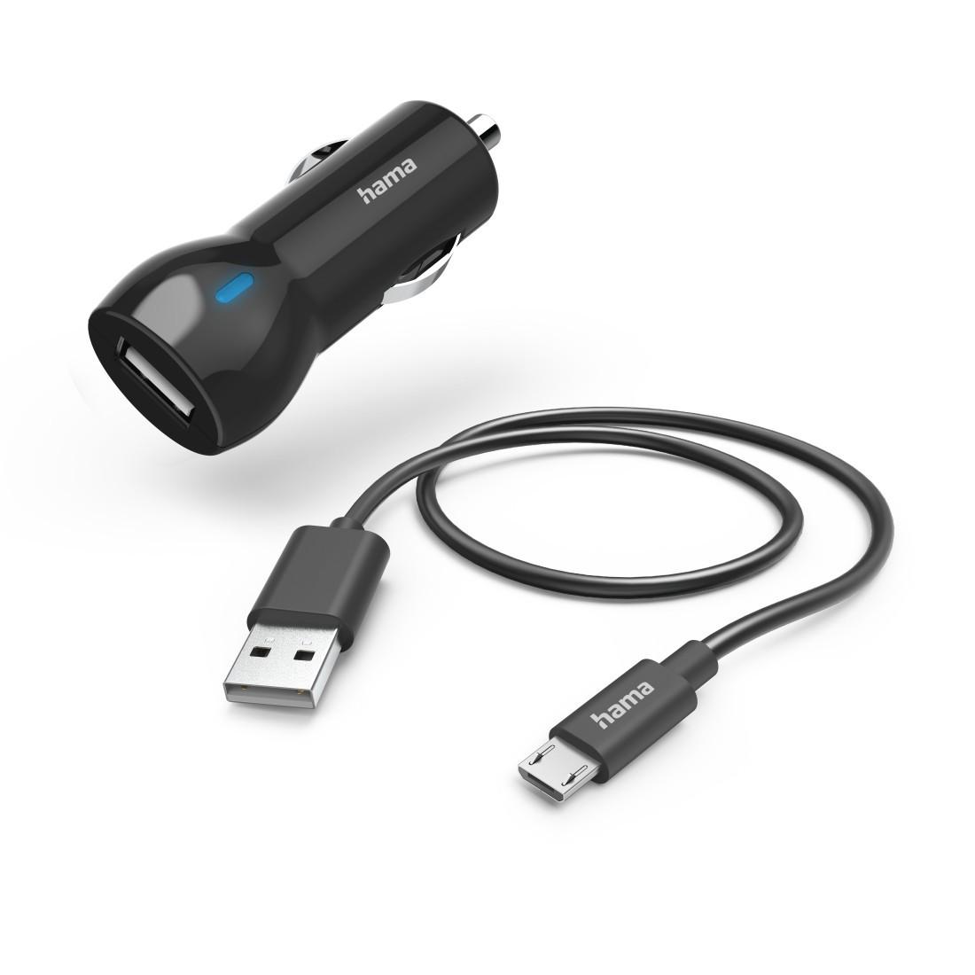 Auto-Ladegerät mit Ladekabel Micro-USB, 12 W, 1 m, Schwarz (00201613)