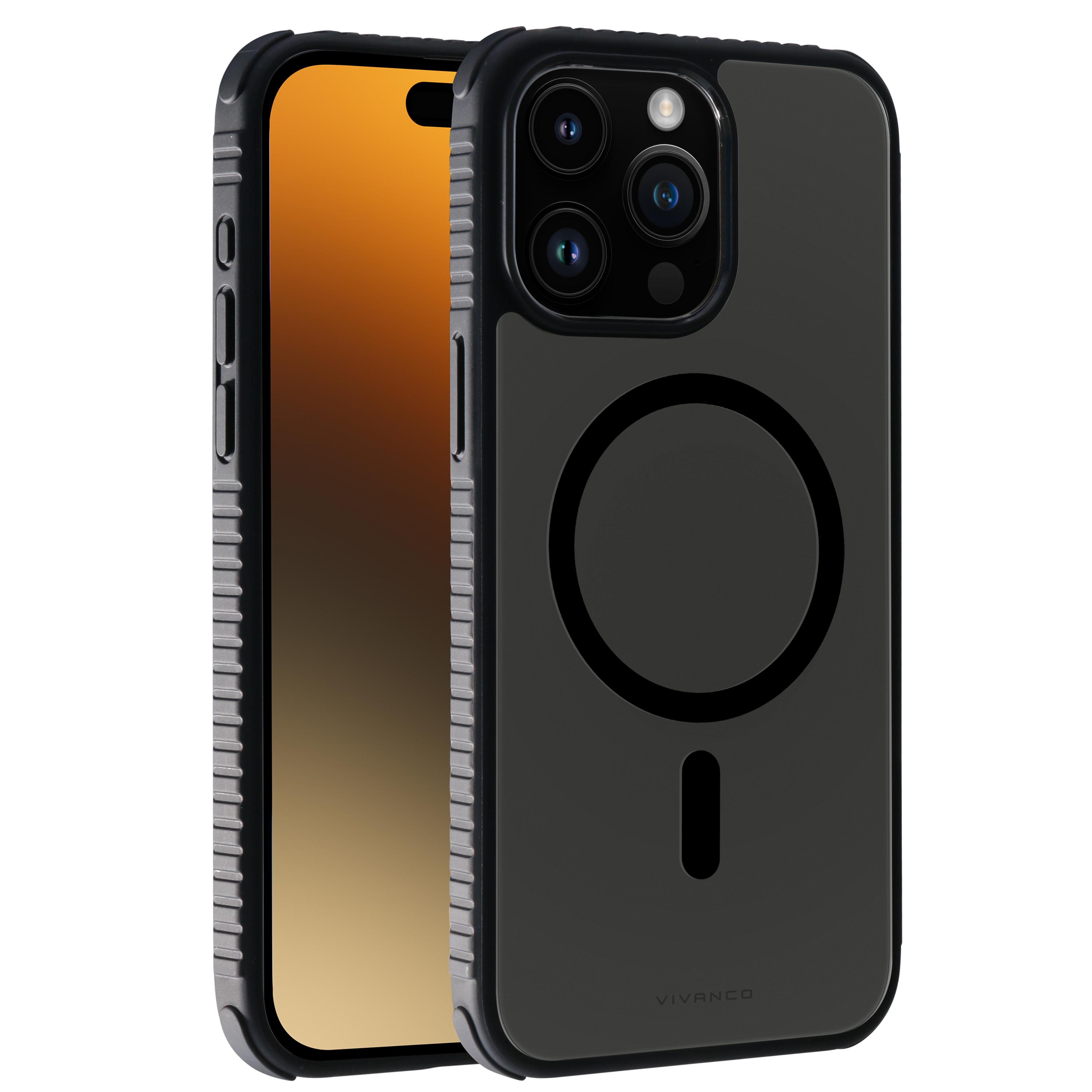 Mag Solid Elite, 360° Anti Shock Cover für iPhone 15 Pro Max, semi-transparent/schwarz (63921) Handyhülle