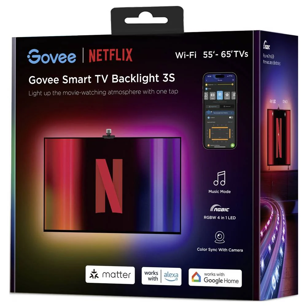 RGBIC Netflix Envisual TV Backlight for 55"- 65" TVs