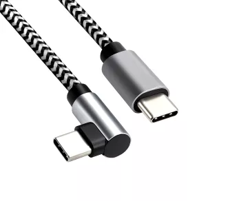 USB-C auf USB-C 90° Ladekabel, 1,00 m, 60 W, Nylon, Space Grey, Aktionsbox