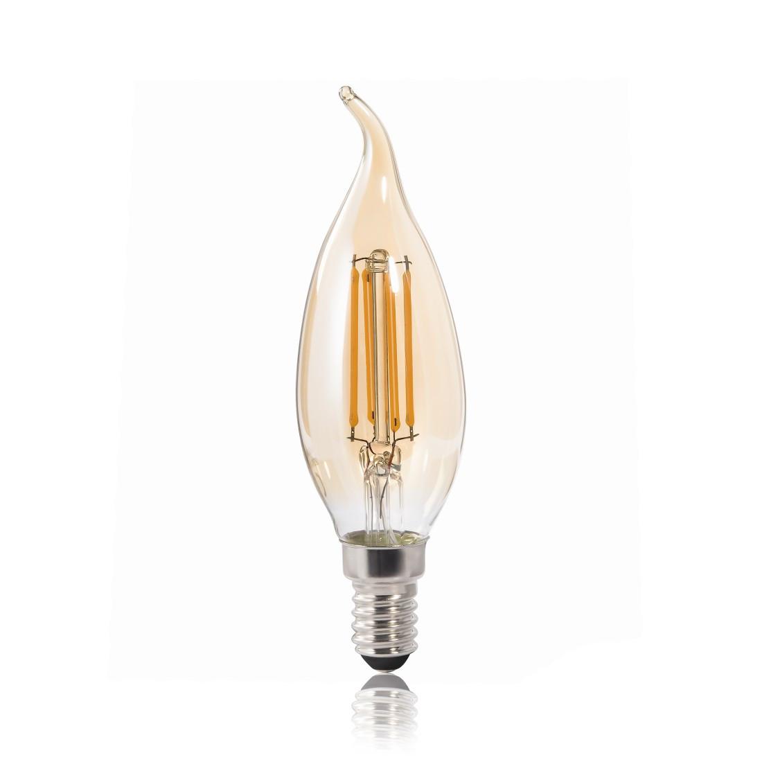 LED-Filament, E14, 400lm ersetzt 35W, Windstoß-Kerze, Amber, Warmweiß (00112841)