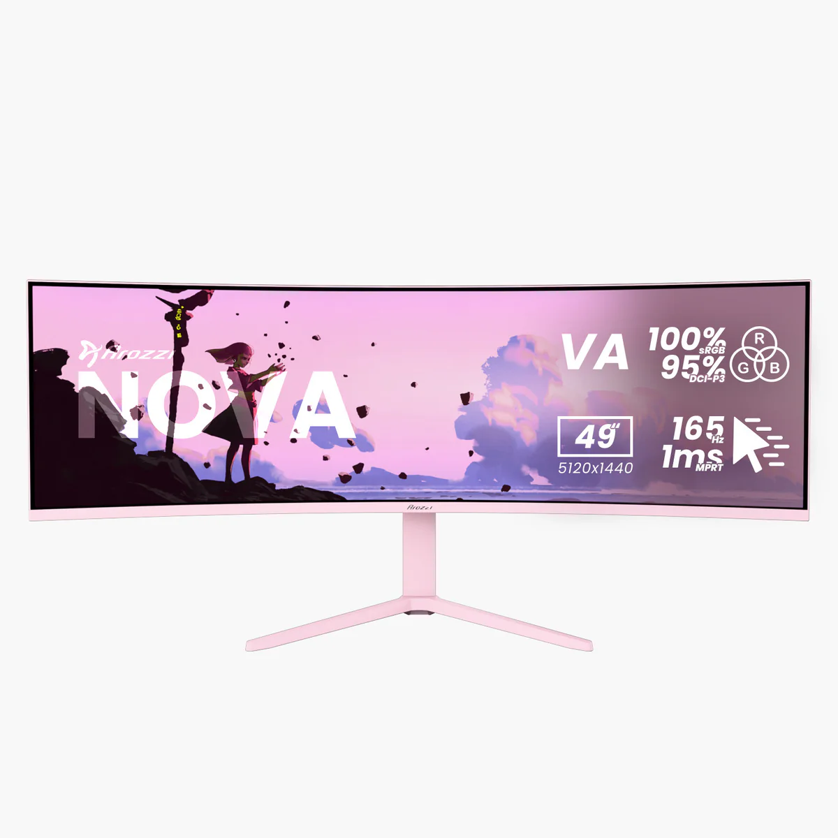 Nova, Pink, 49 Zoll, Curved, UWQHD, VA, 165 Hz, 1 ms