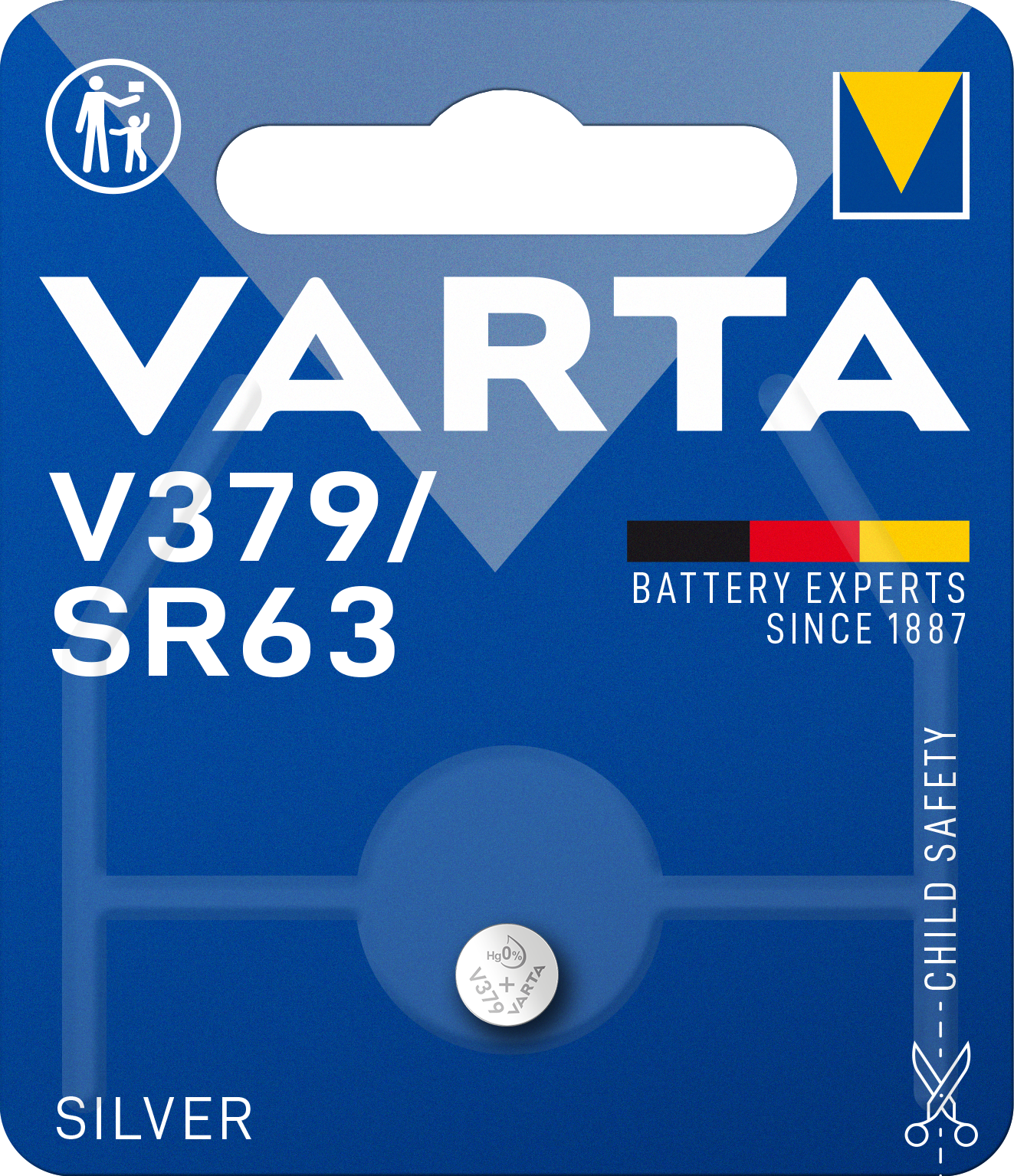 SILVER Coin V379/SR63, 1er Blister Batterie