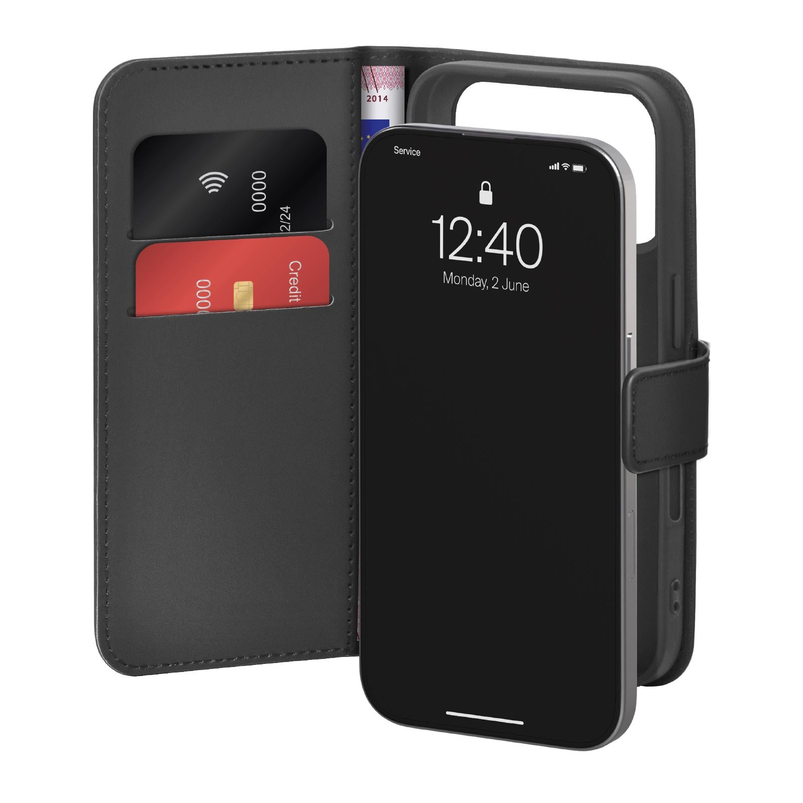 Wallet Stand Case für iPhone 17 Pro Max, Schwarz