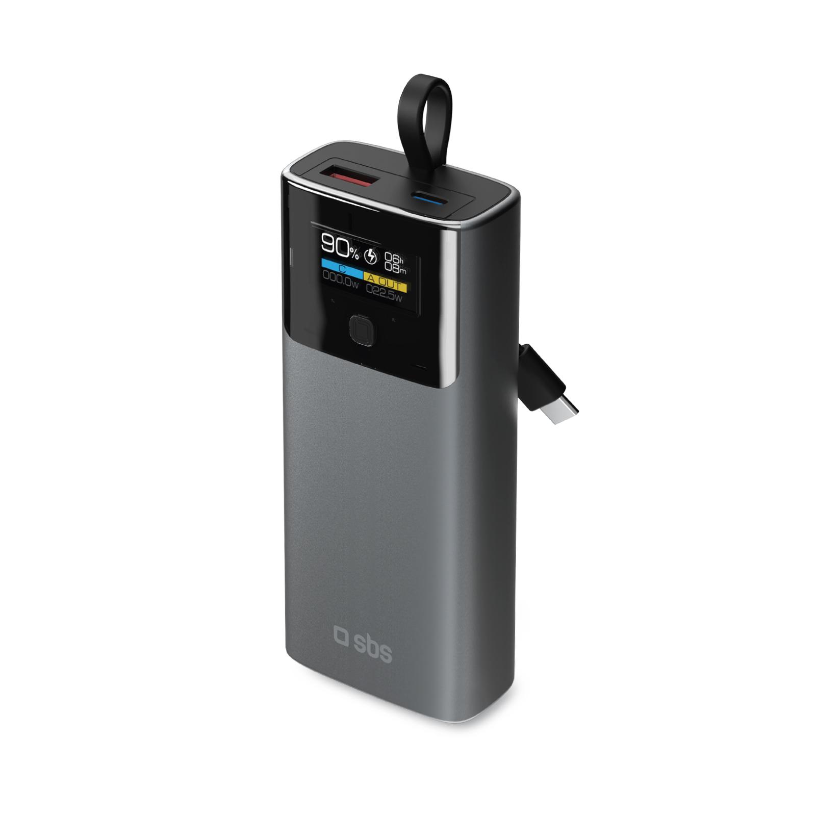 Power Bank 10.000 mAh mit LCD PD 20W, Grau