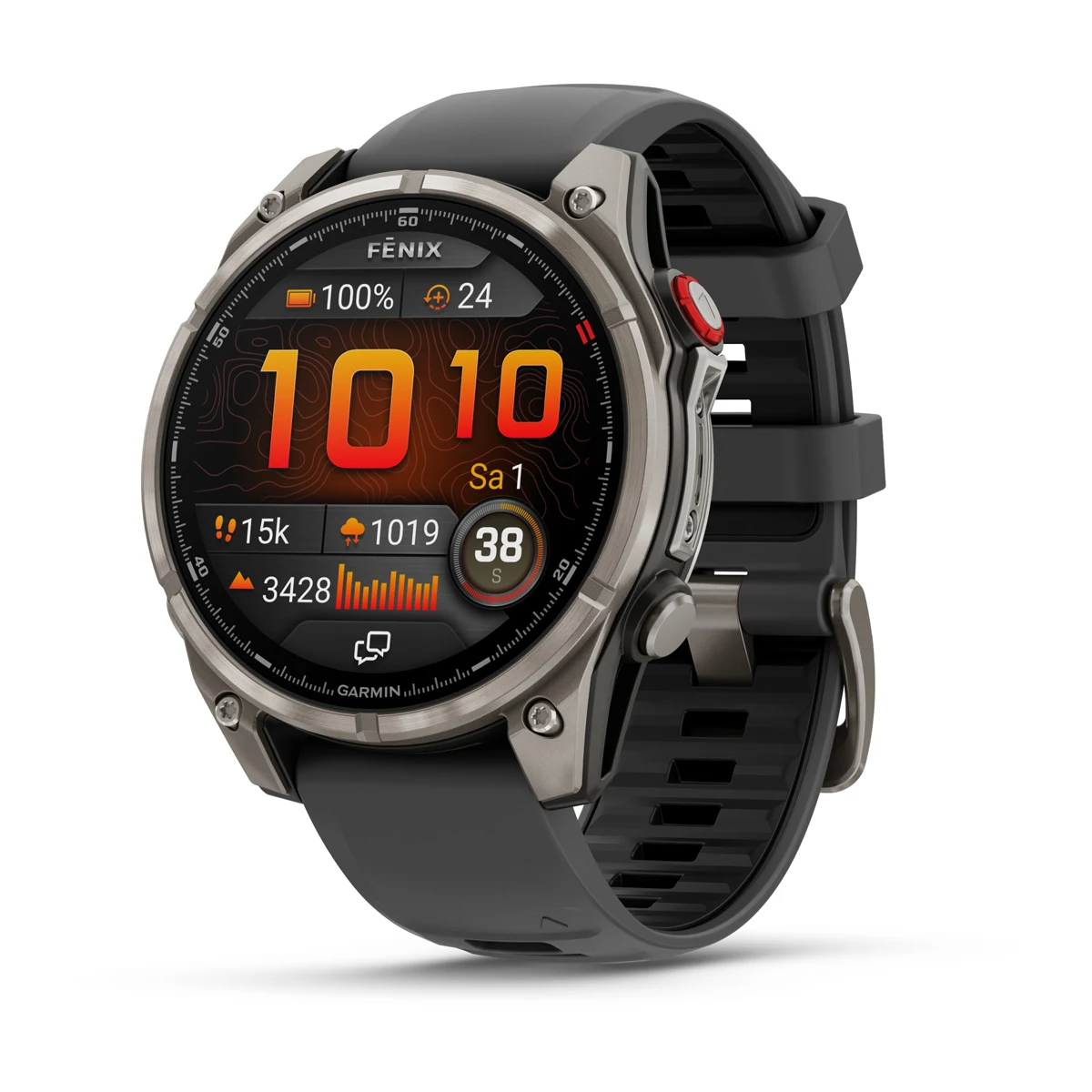fenix 8 Pro - 47 mm, AMOLED Sapphire, Graphit/Schwarz Titan mit QuickFit®-Silikon-Armband 22 mm Smartwatch