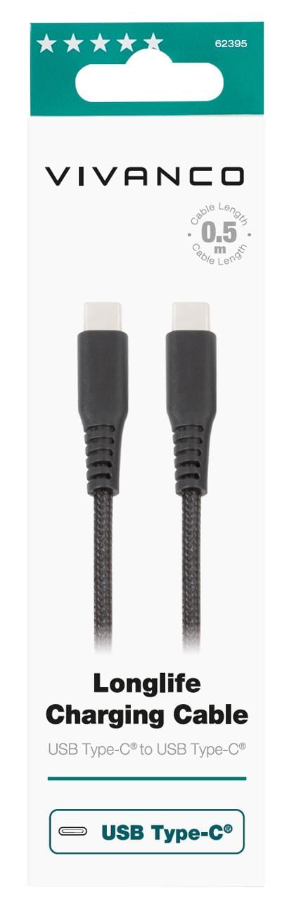 LongLife Charging Cable, USB Type-C™ Daten- u. Ladekabel, 0,5m (62395)