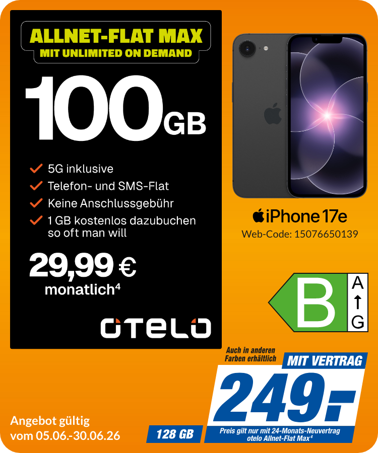 iPhone 16e mit Allnet Flat Max für 249€!
