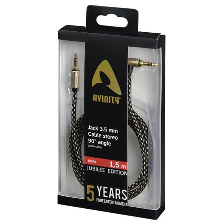 Audio-Kabel, 3,5-mm-Klinken-Steck./Steck. 90°, Stereo, Gewebe, verg., 1,5 m