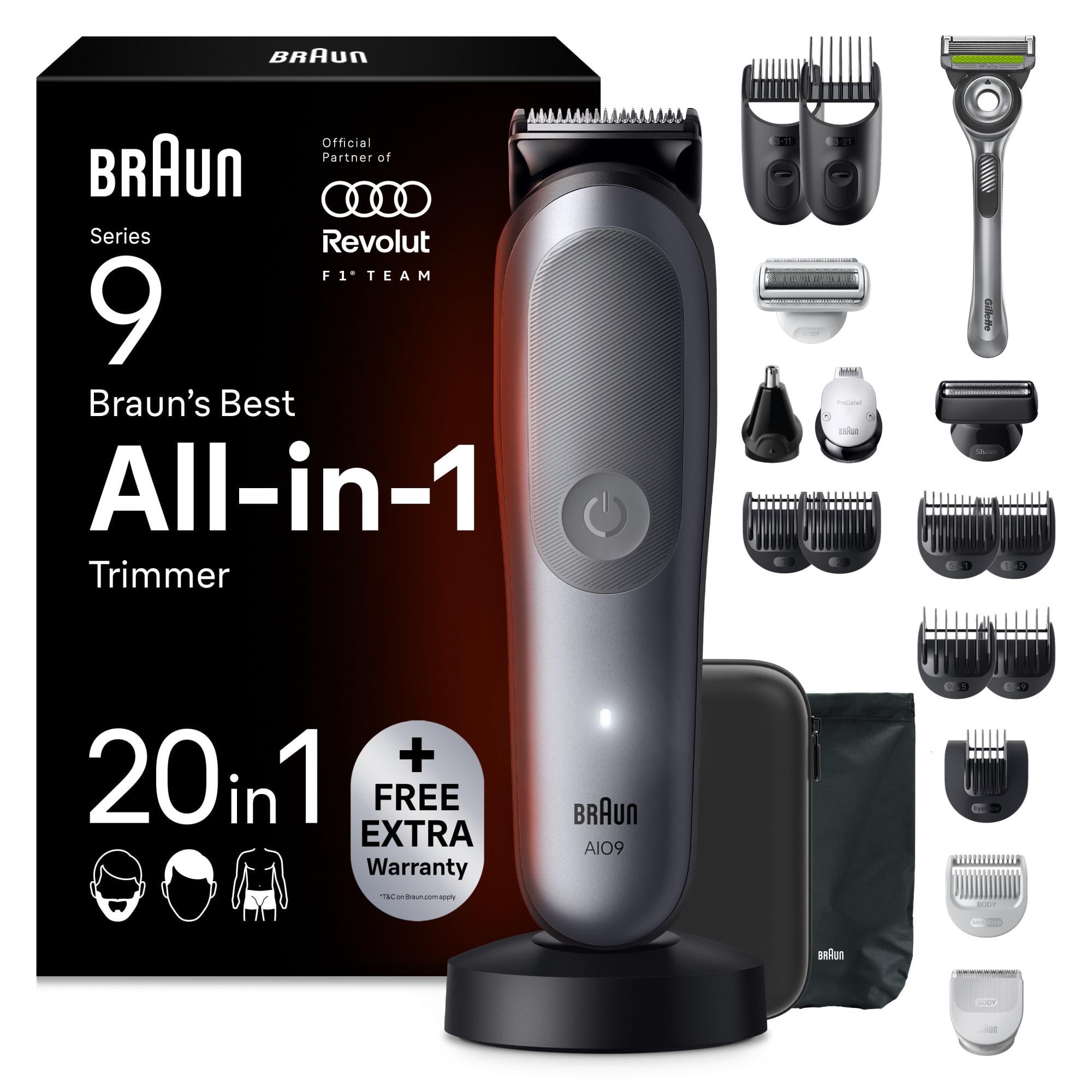 All-in-One Serie 9, 20-in-1 Trimmer & Rasierer, BodyGentle, AIO9540, Grau Multi-Trimmer
