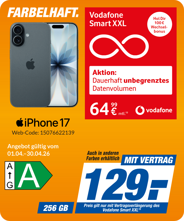Apple iPhone 17 mit Smart XXL für 129€!
