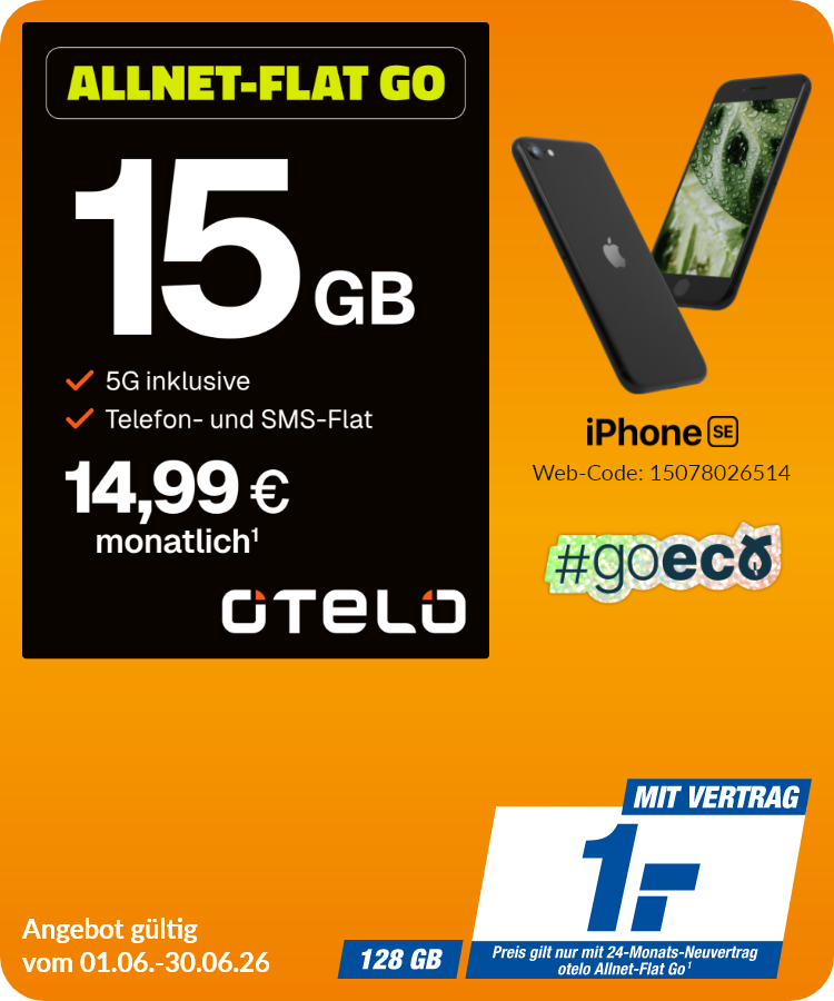 iPhone SE mit Allnet-Flat Go für 1€!
