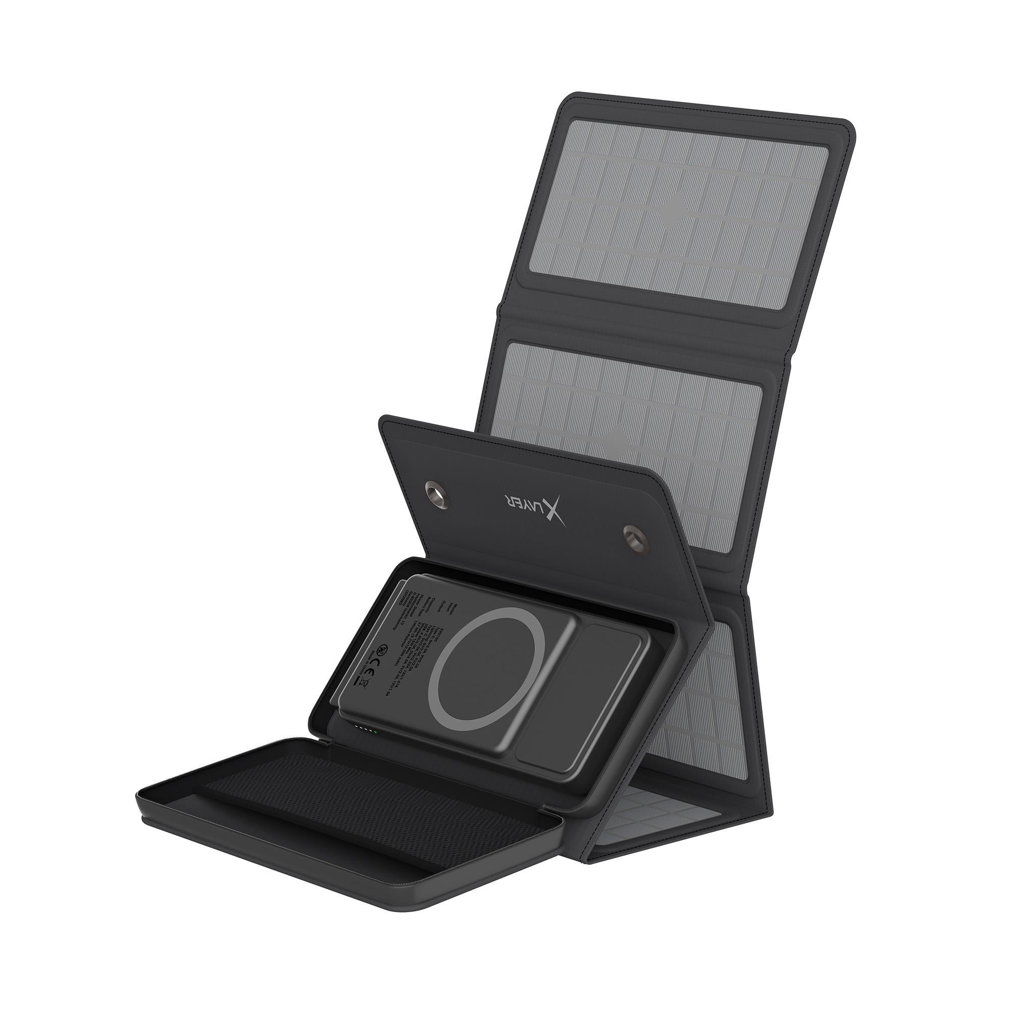 Powerbank 15W Wireless 10.000 mAh mit 2-in-1 Solarpanel, Schwarz