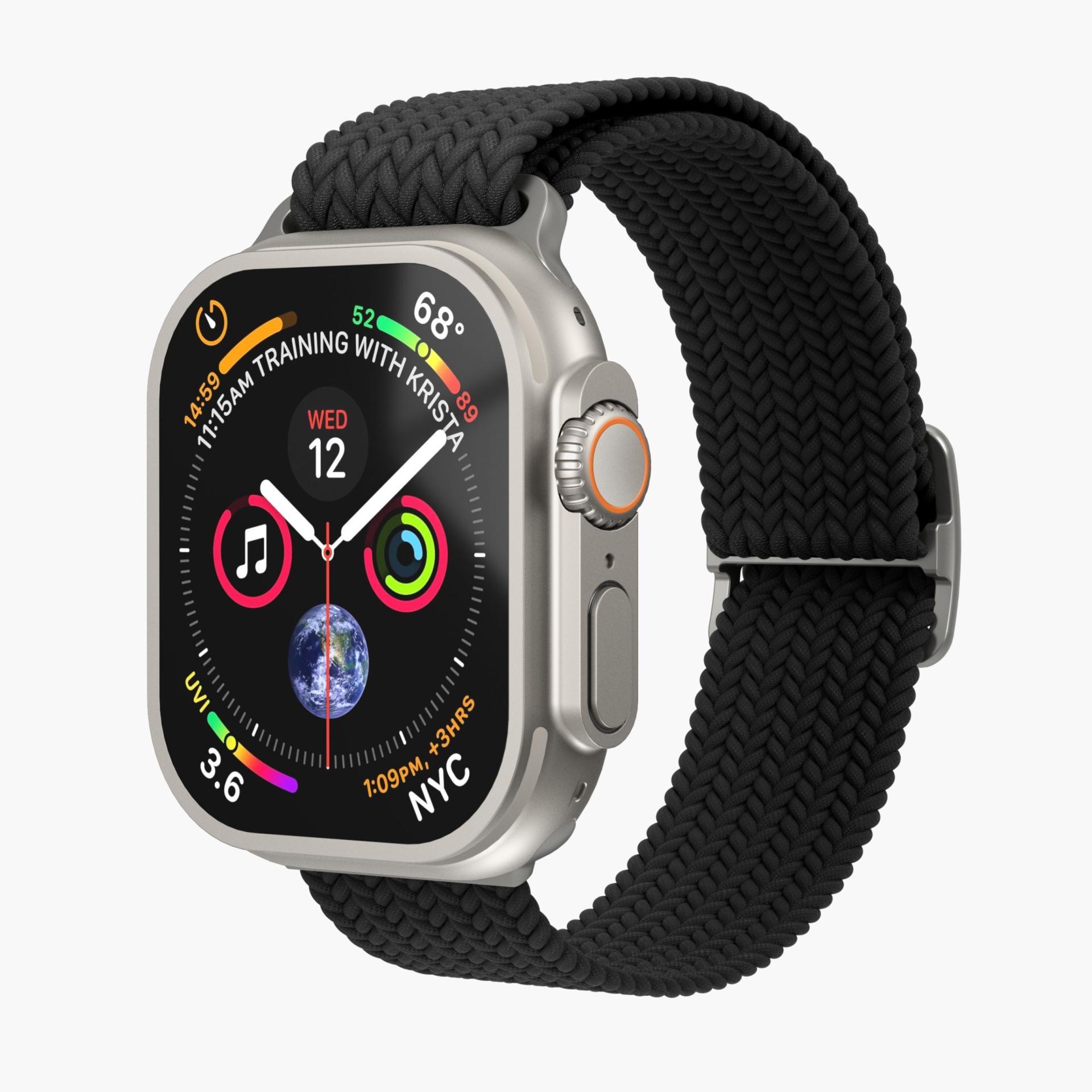 Watch Strap - Woven Loop - Armband für Apple Watch 44 / 45 / 46 / 49 mm, Black Armband