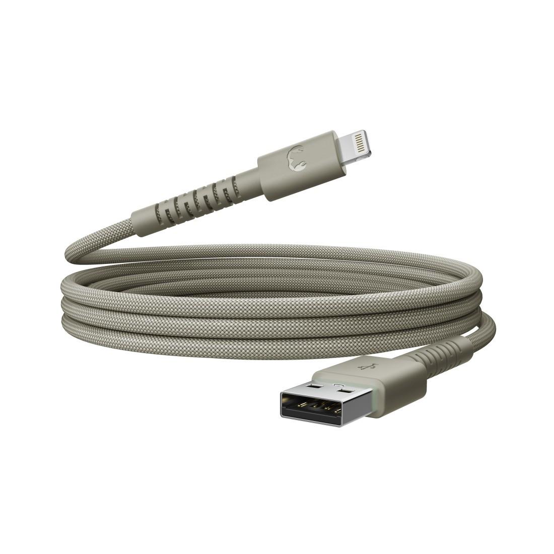 USB-A zu Lightning silicone geflochtenes Kabel "FlexWave" 2m, Dried Green (00231881)