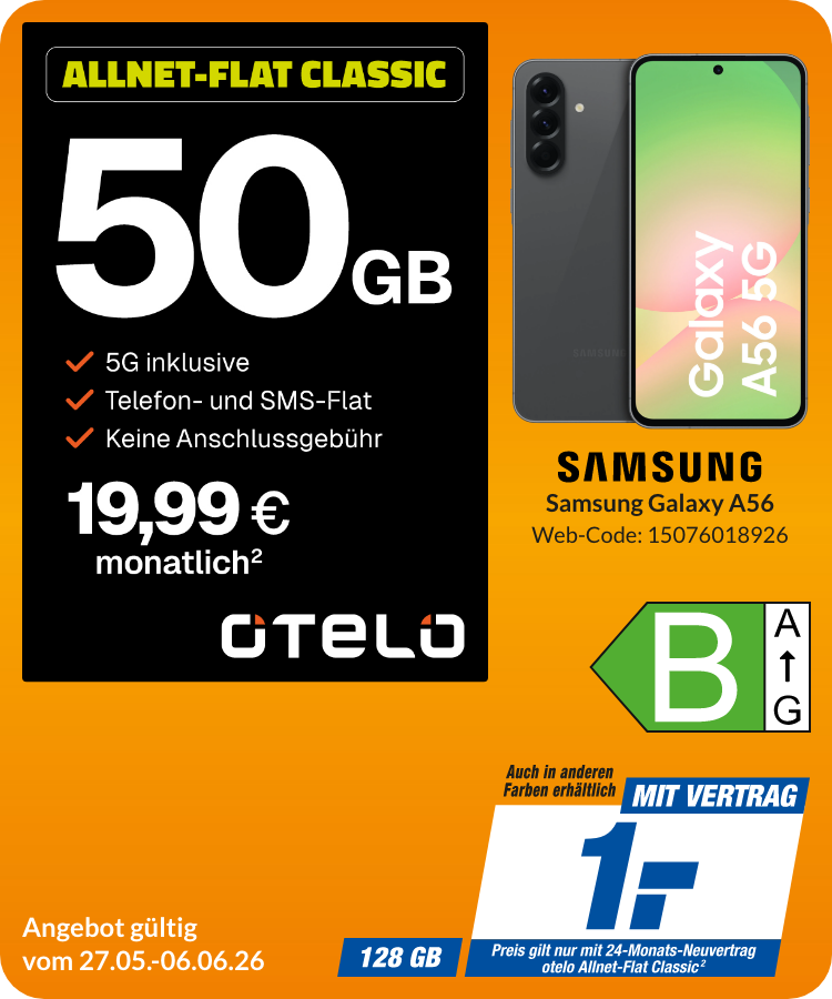 Galaxy A56 mit Allnet Flat Classic für 1€!