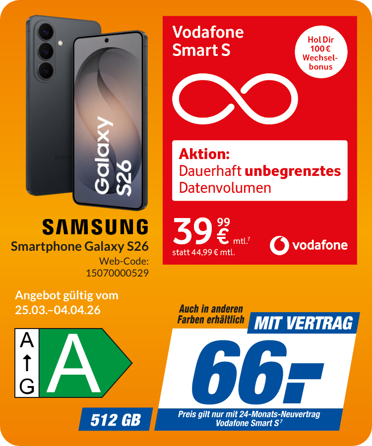Samsung Galaxy S26 mit Smart S für 66€!