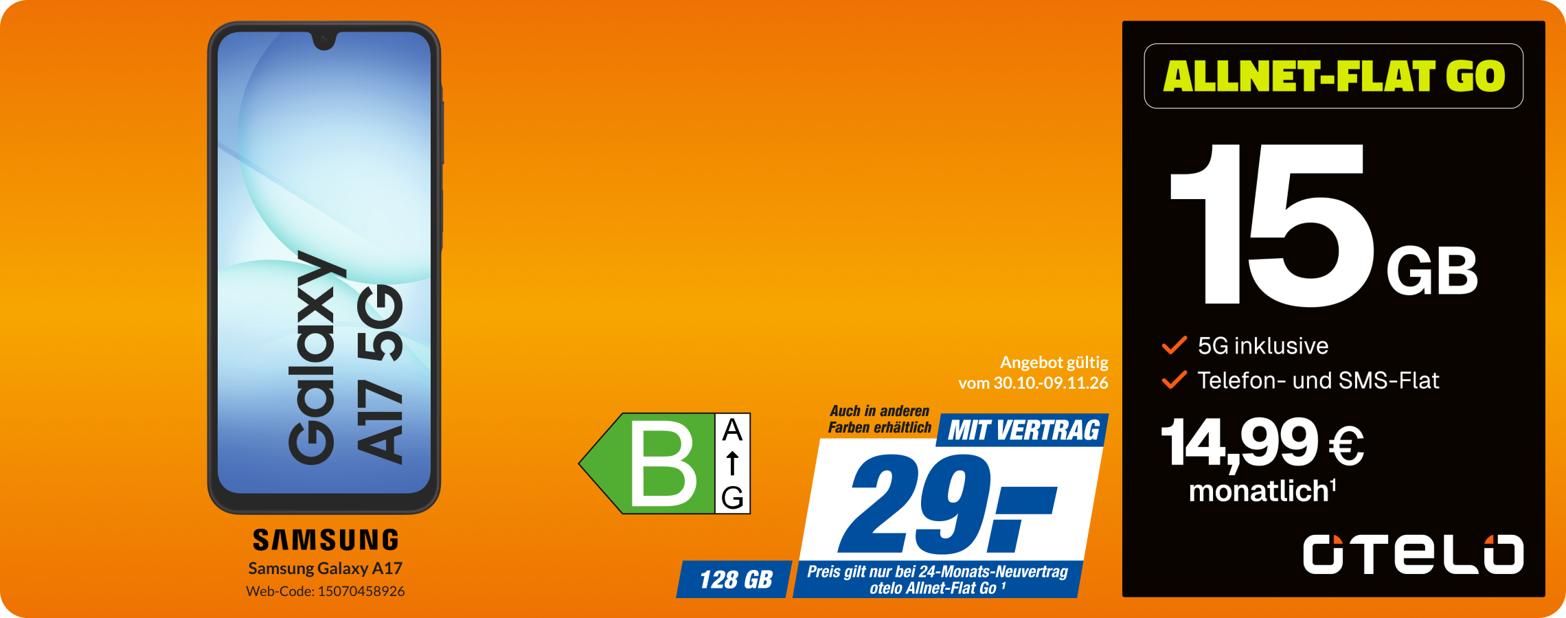 Samsung Galaxy A17 mit Allnet Flat GO für 29€!