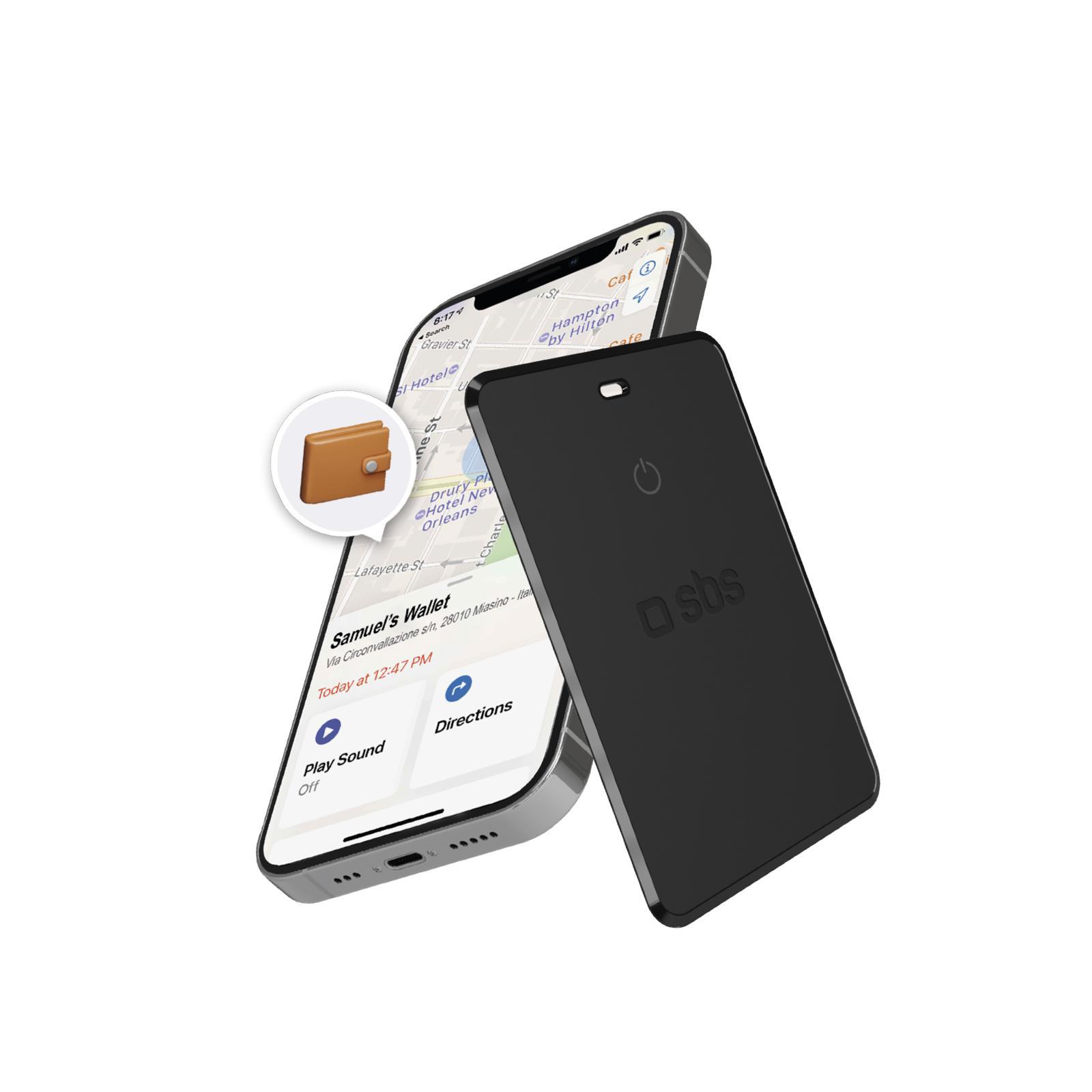 Ultraflacher Objektsucher, kompatibel mit Apple Find My, Schwarz